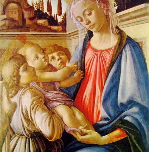 Botticelli: Madonna con il Bambino e due angeli, cm. 100 x 71, Gallerie Nazionali di Capodimonte, Napoli.